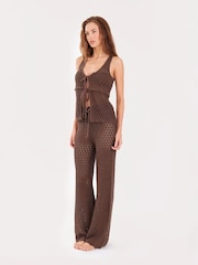 4th & Reckless Wide Leg Knitted Trousers - Obraz 3 z 6