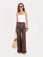 4th & Reckless Wide Leg Knitted Trousers - Obraz 4 z 6