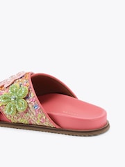 Kurt Geiger London Dark Pink Brixton Cross Strap Slide Sandals - Image 3 of 4