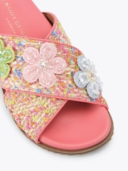 Kurt Geiger London Dark Pink Brixton Cross Strap Slide Sandals - Image 4 of 4