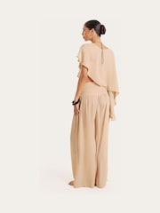 4th & Reckless Cream Drape Wide Leg Trousers - Image 2 of 3