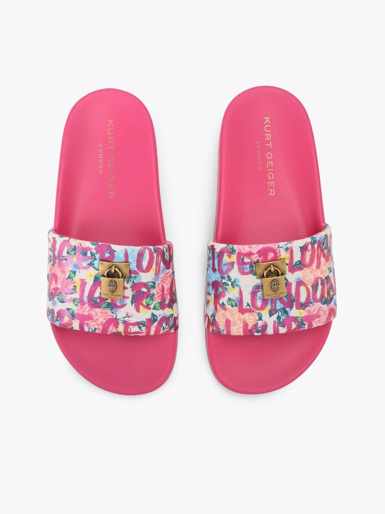 Kurt Geiger London Dark Pink Brixton Poolslide Sandals - Image 2 of 4 Kurt Geiger London Dark Pink Brixton Poolslide Sandals - Image 2 of 4