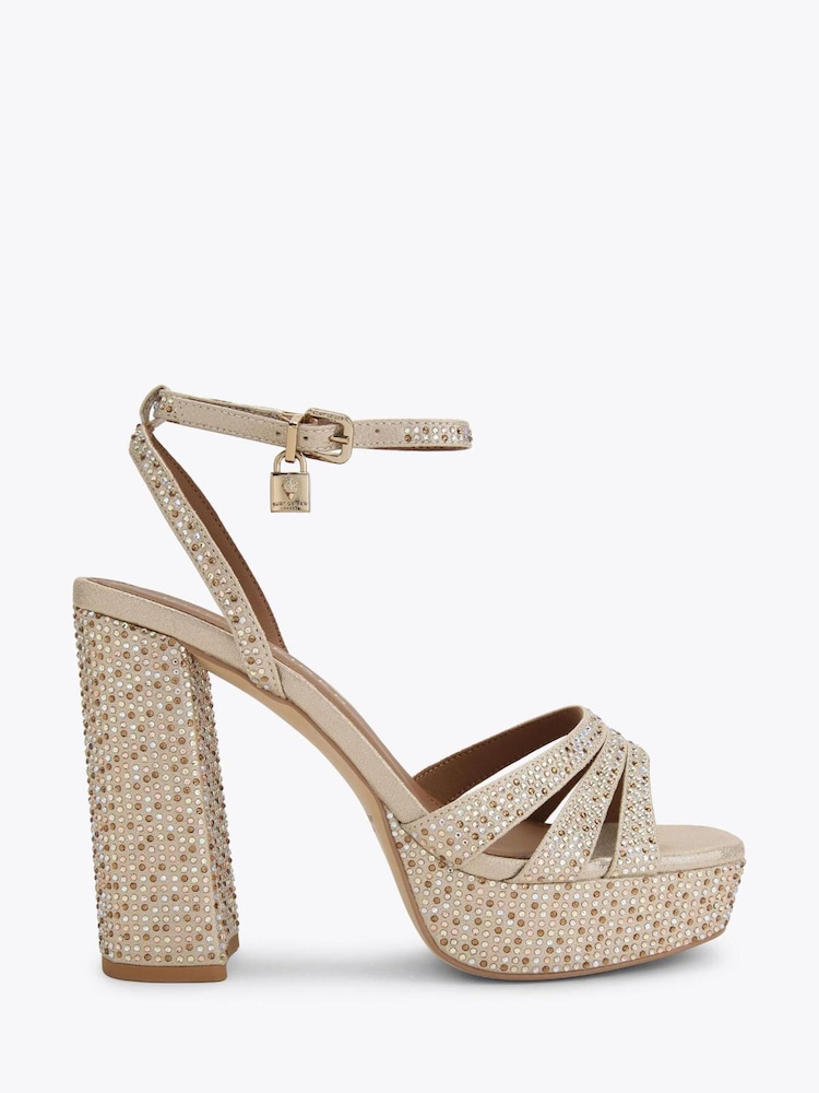 Kurt Geiger London Gold Tone Brixton Flat Sandals - Image 1 of 4 Kurt Geiger London Gold Tone Brixton Flat Sandals - Image 1 of 4