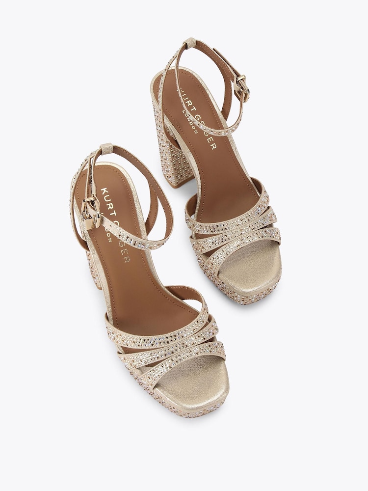 Kurt Geiger London Gold Tone Brixton Flat Sandals - Image 2 of 4 Kurt Geiger London Gold Tone Brixton Flat Sandals - Image 2 of 4