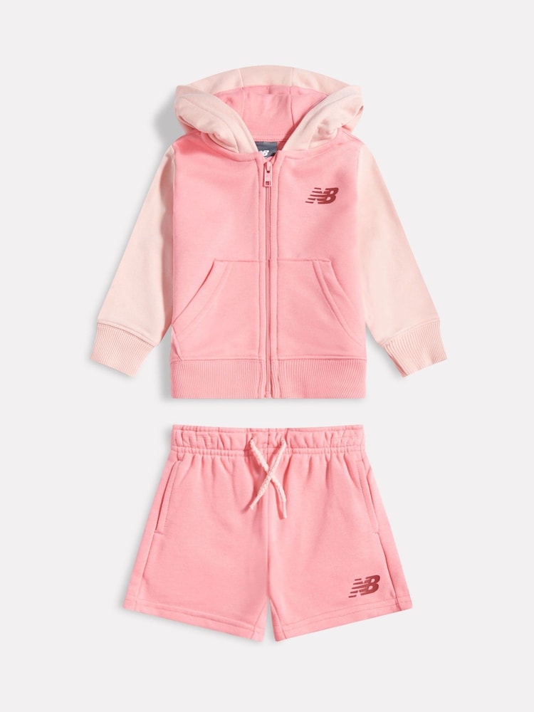 New Balance Pink Athletics FT Arch Zip Through & Shorts Set - Image 1 of 4