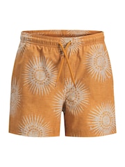 JACK & JONES JUNIOR Yellow All Over Print Swim Shorts - Image 1 of 1