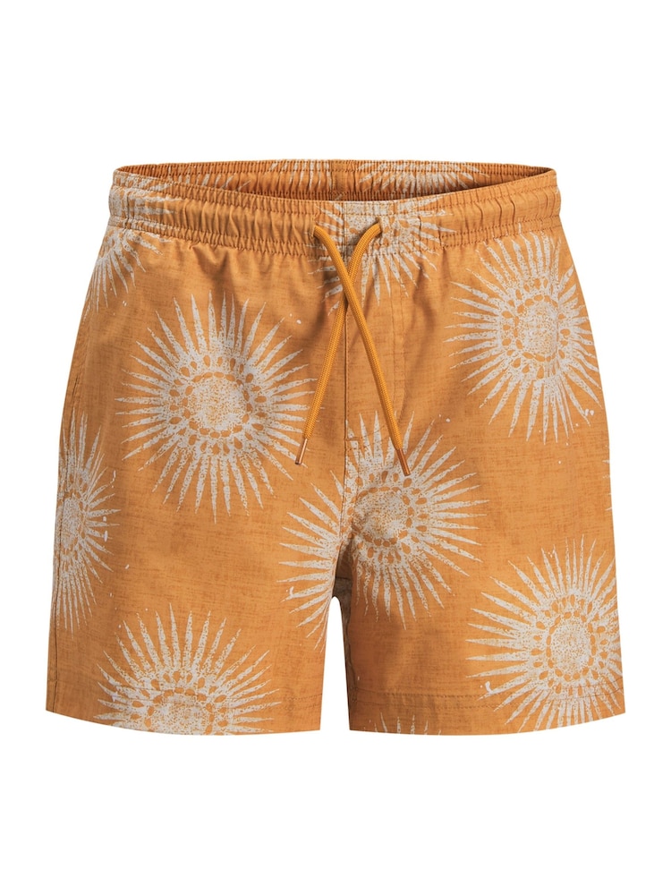 JACK & JONES JUNIOR Yellow All Over Print Swim Shorts - Image 1 of 1