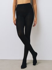 Black Warm Handle Ribbed Tights 1 Pack - Image 2 of 3