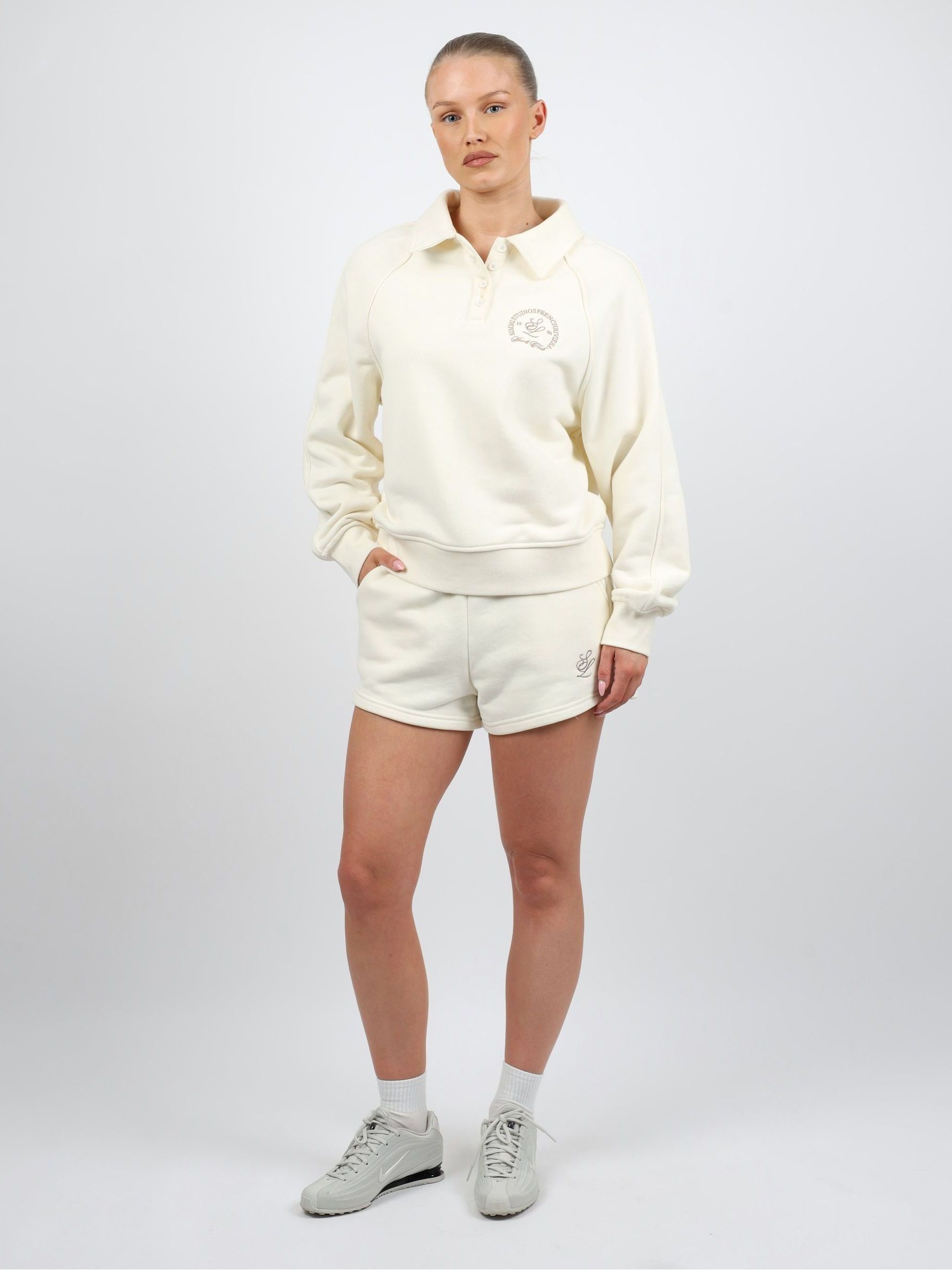 Buy Simmi London Cream Studios Embroidered Logo Polo Sweatshirt