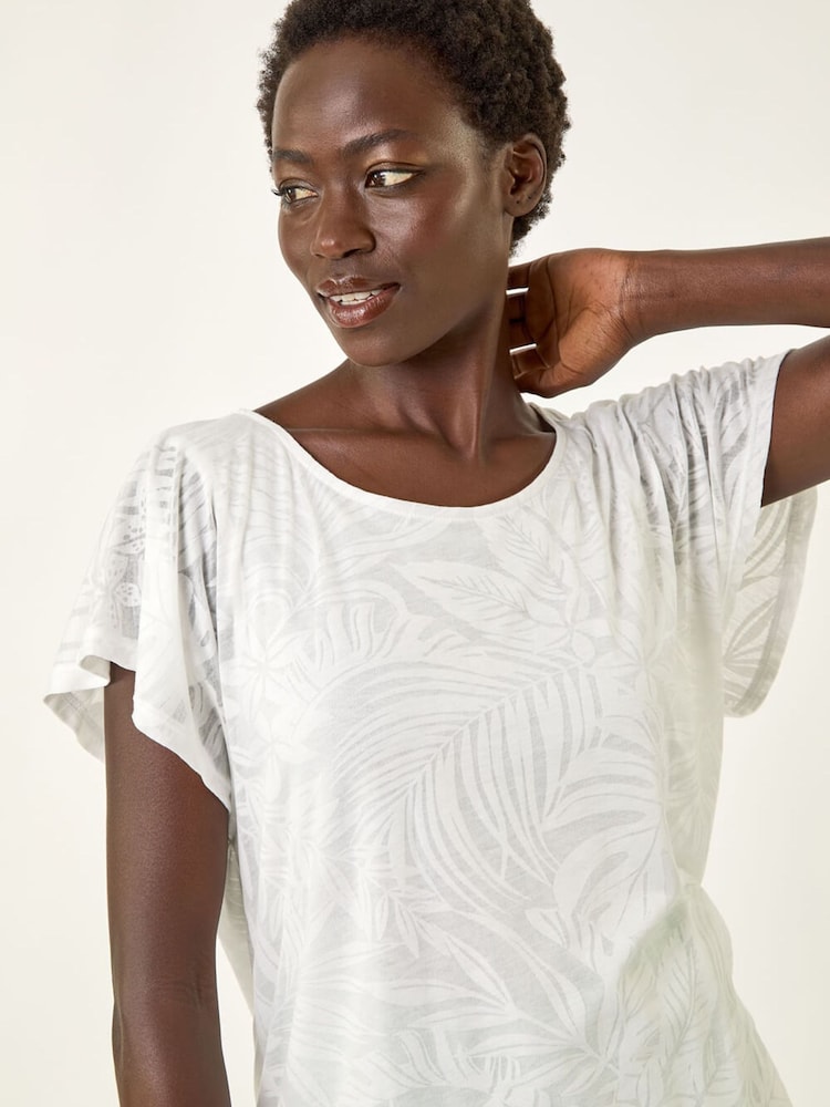 Roman White Burnout Bubble Hem Top - Image 1 of 5