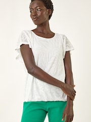 Roman White Burnout Bubble Hem Top - Image 4 of 5