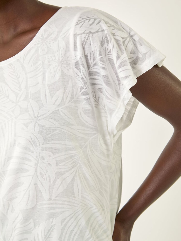Roman White Burnout Bubble Hem Top - Image 5 of 5