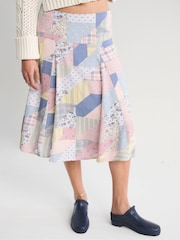 Abercrombie & Fitch Grey High Rise Patchwork Midi Skirt - Image 1 of 7