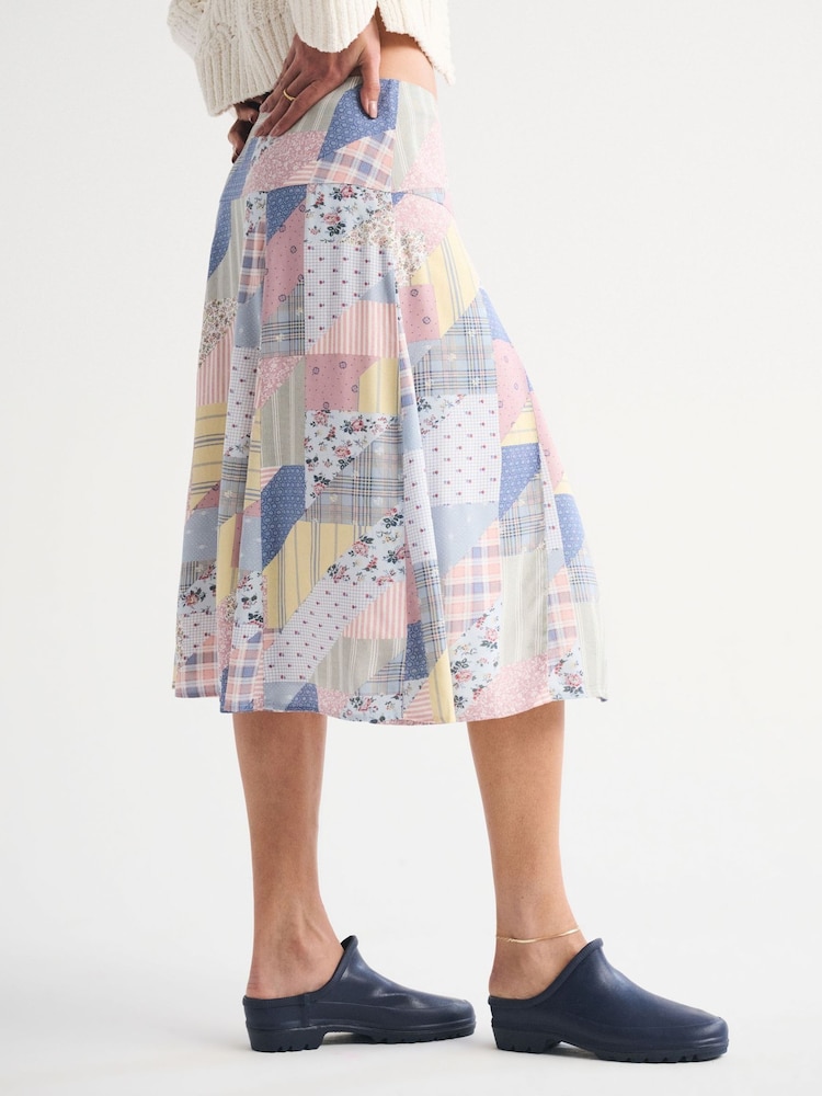Abercrombie & Fitch Grey High Rise Patchwork Midi Skirt - Image 2 of 7