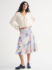 Abercrombie & Fitch Grey High Rise Patchwork Midi Skirt - Image 4 of 7