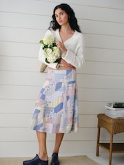 Abercrombie & Fitch Grey High Rise Patchwork Midi Skirt - Image 6 of 7