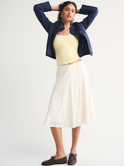 Abercrombie & Fitch Cream High Rise Midi Skirt - Image 1 of 8