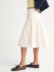 Abercrombie & Fitch Cream High Rise Midi Skirt - Image 3 of 8