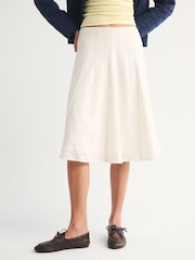 Abercrombie & Fitch Cream High Rise Midi Skirt - Image 4 of 8