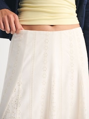 Abercrombie & Fitch Cream High Rise Midi Skirt - Image 6 of 8