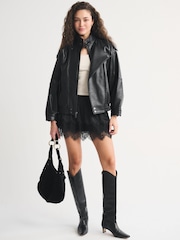 Abercrombie & Fitch Black Moto Boho Mini Skort - Image 2 of 9