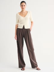 Abercrombie & Fitch Brown Sloane Relaxed Textured Trousers - Image 2 of 7