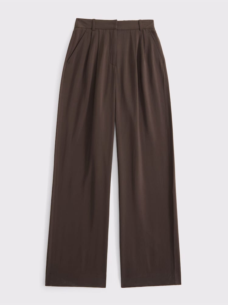 Abercrombie & Fitch Brown Sloane Relaxed Textured Trousers - Image 7 of 7