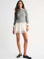 Abercrombie & Fitch White Moto Boho Mini Skort - Image 4 of 7