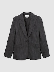 Temno siva - Blazer iz mešanice volne z enorednim zapenjanjem Reiss Derby - Slika 2 iz 9