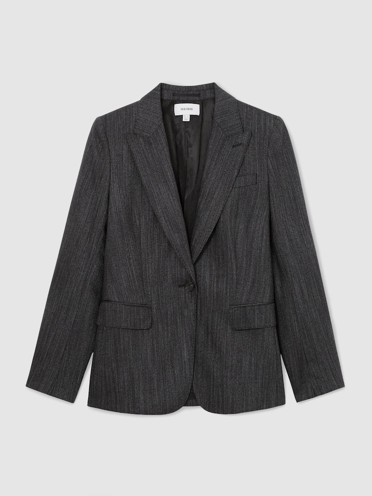 Temno siva - Blazer iz mešanice volne z enorednim zapenjanjem Reiss Derby - Slika 2 iz 9