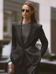 Temno siva - Blazer iz mešanice volne z enorednim zapenjanjem Reiss Derby - Slika 4 iz 9