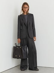 Temno siva - Blazer iz mešanice volne z enorednim zapenjanjem Reiss Derby - Slika 5 iz 9