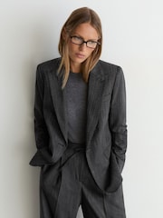 Temno siva - Blazer iz mešanice volne z enorednim zapenjanjem Reiss Derby - Slika 8 iz 9