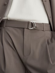 Reiss Taupe Brown Hadi Belted Pleated Shorts - Image 3 of 6