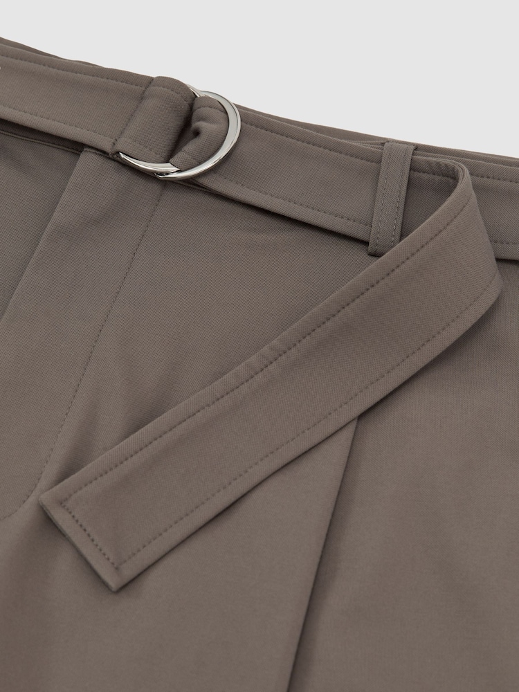 Reiss Taupe Brown Hadi Belted Pleated Shorts - Image 6 of 6 Reiss Taupe Brown Hadi Belted Pleated Shorts - Image 6 of 6