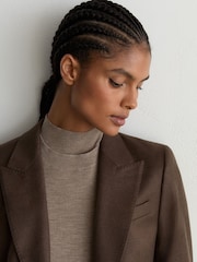 Brązowy Mocha - Reiss Derby Wool-Blend Single-Breasted Blazer - Obraz 7 z 10
