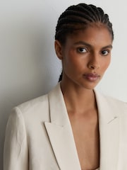 Reiss White Ottie Jacquard Double-Breasted Suit Blazer - Image 6 of 8