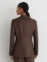 Reiss Mocha Brown Derby Wool-Blend Single-Breasted Blazer - Image 4 of 9