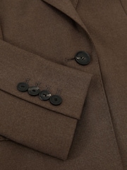 Reiss Mocha Brown Derby Wool-Blend Single-Breasted Blazer - Image 9 of 9