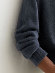 Reiss Slate Blue Blanche 100% Cashmere Shawl-Neck Jumper - Image 5 of 7