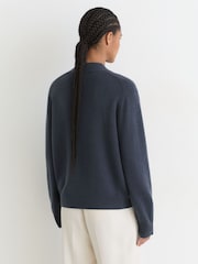 Reiss Slate Blue Blanche 100% Cashmere Shawl-Neck Jumper - Image 6 of 7