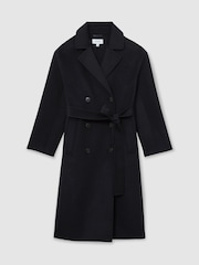 Reiss Navy Marina Petite Wool-Blend Blindseam Double-Breasted Coat - Image 2 of 9