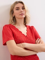 Phase Eight Red Freya Scallop T-Shirt - Image 4 of 7