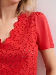 Phase Eight Red Freya Scallop T-Shirt - Image 5 of 7