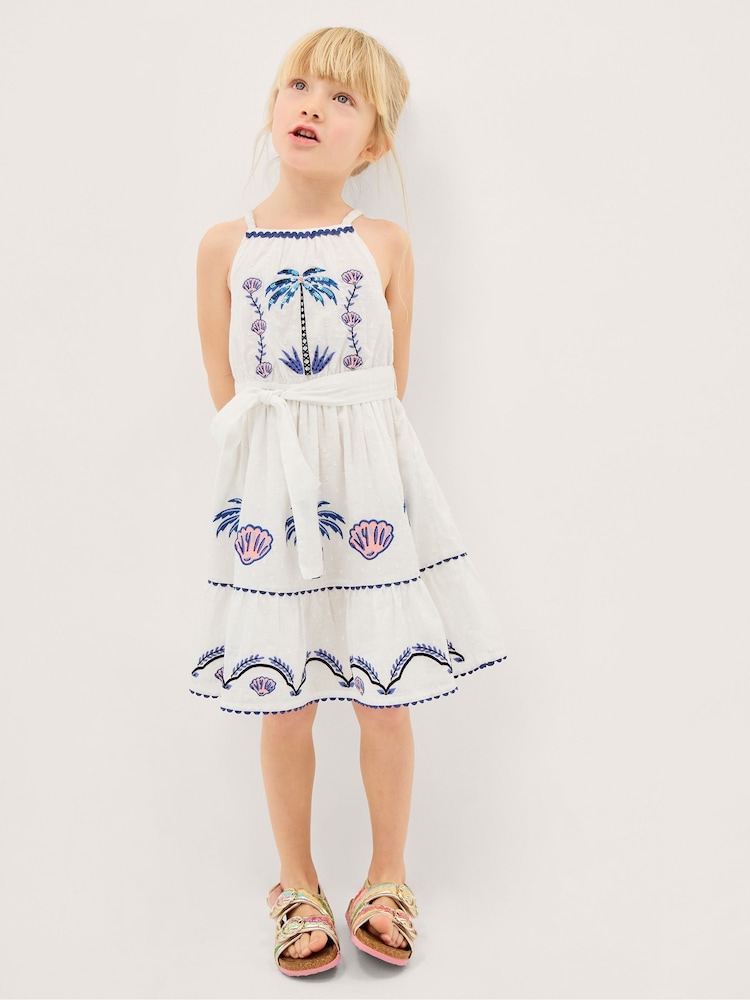 Monsoon Cream Shell & Palm Embellished Dress - Image 1 of 1