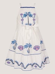 Monsoon Cream Shell & Palm Embellished Dress - Image 2 of 4