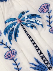 Monsoon Cream Shell & Palm Embellished Dress - Image 4 of 4