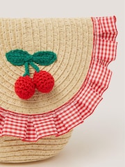 Monsoon Cherry Gingham Straw Bag - Image 3 of 4