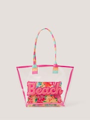 Monsoon Pink Clear Tropical Beach Bag - Image 1 of 3