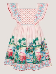 Monsoon Pink Resort Scene Smock Dress - Image 2 of 4